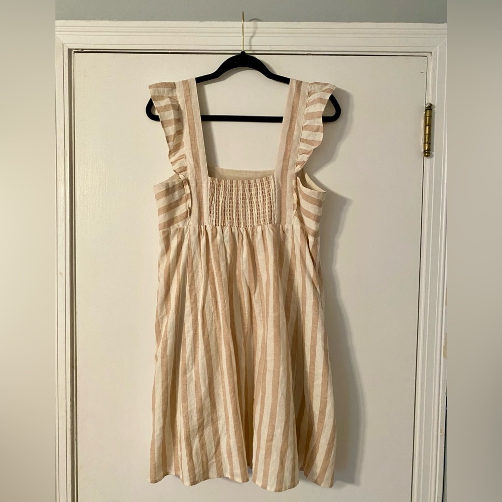 Draper James Maddie Babydoll Dress Women’s Size Medium linen Striped nautical - Picture 4 of 10